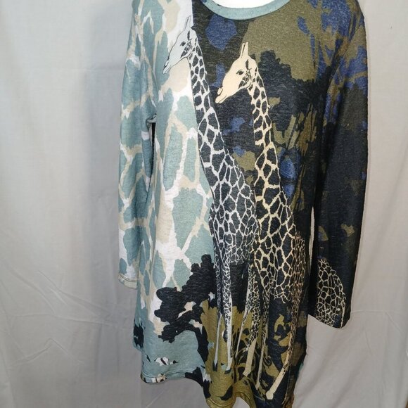 JESS AND JANE "KENYA" CHIFFON CONTRAST TUNIC, SIZE MEDIUM - Picture 2 of 10